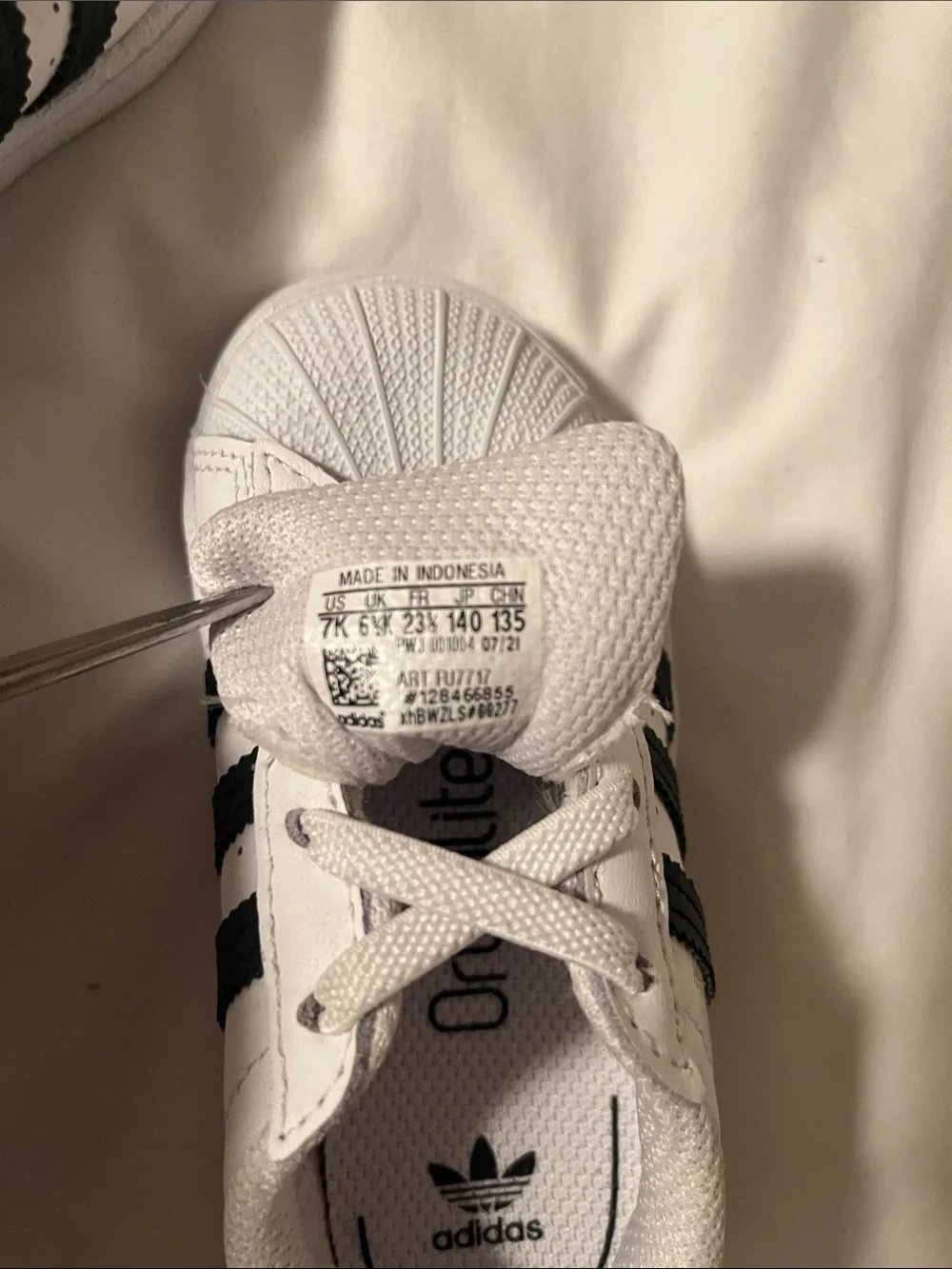adidas Superstar Kids White & Black Shell Toe Sneakers with Gold Tongue Tab